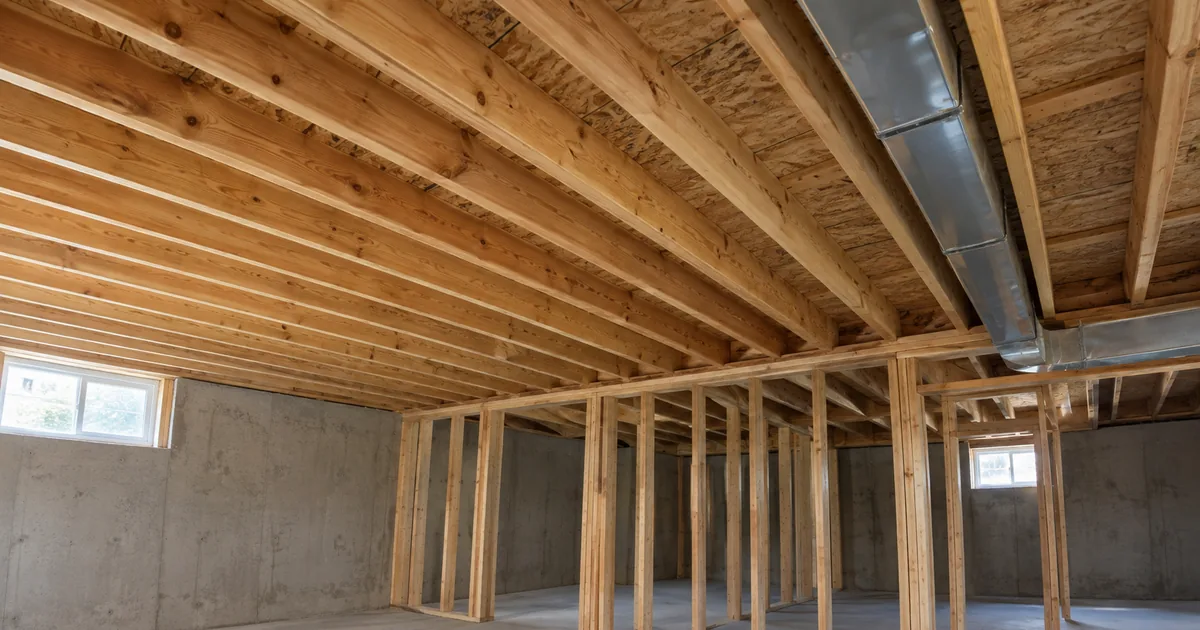 Open basement ceiling before finishes are installed.